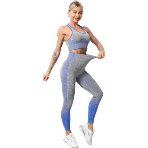 Grey Yoga Set Yoga Leggings Set Women Fitness Suit For Yoga Clothes High Waist Gym Workout Legging Set Gym Sports Clothing