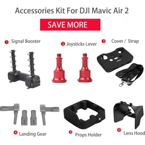 Landing Gear Lens Hood Props Holder Joysticks Lever Protective Cover with Controller Strap For DJI Mavic Air 2 Drone Accessories