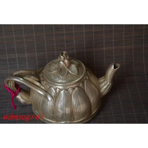 Antique Old MingDynasty silver carving teapot,Louts,hand crafts,best collection&adornment,free shipping