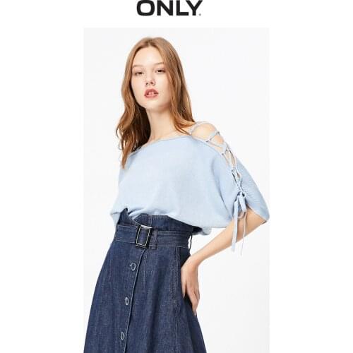 ONLY Autumn Winter Loose Fit Bright Yarn Lace-up Knit | 119324543