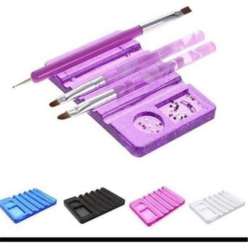 1Pcs Acrylic Crystal 5 Colors Nail Art Brush Holder Display Stand Rest Tools for 5pcs UV Gel Brush Pen