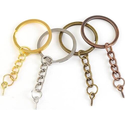 10-20pcs/lot Screw Eye Pin Key Chain Key Ring keychain Bronze Rhodium Gold Keyrings Split Rings With Screw Pin Jewelry Making
