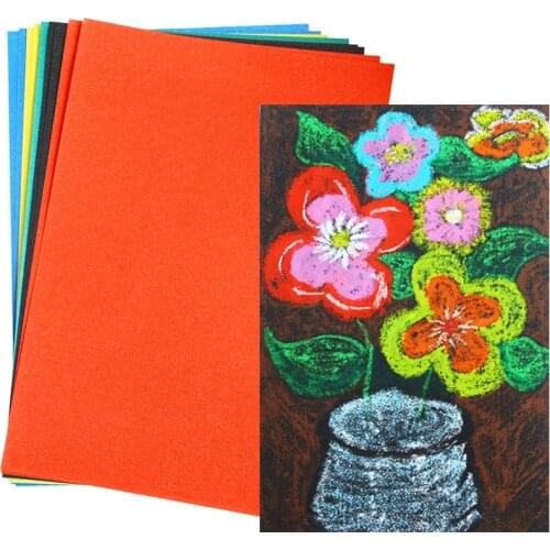 16k 8k Painting Craft Paper For Soft Pastel Crayons 10 Colors Colored Sandpaper Kids Graffii Drawing Bright Color Glitter Paper