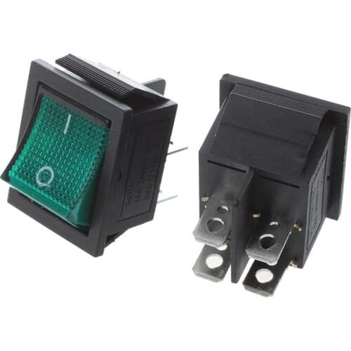 2 x Green Light 4Pin DPST On-Off Snap in Boat Rocker Switch 16A/250V 20A/125V AC