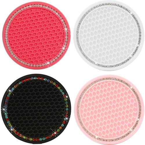 2Pcs Universal Vehicle Bling Car Cup Holder Insert Mat Coaster Anti Slip Pad Car Interior Supplies
