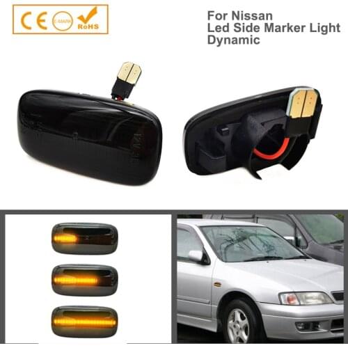 2Pcs Amber Smoke Dynamic LED Side Marker Light Front Fender Turn Signal Lamps For Nissan Primera Maxima QX Almera N15 N16 Sunny