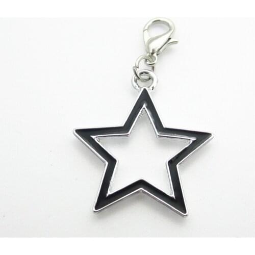20pcs/lot Black Star Charms Dangle Charms Lobster Clasp Charm DIY Bracelets Necklace Pendants Hanging Floating Charms Jewelry