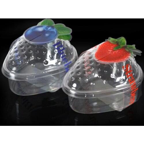 50pcs Strawberry dessert takeaway packaging cups transparent small cake bread thick plastic box kitchen diy accessories