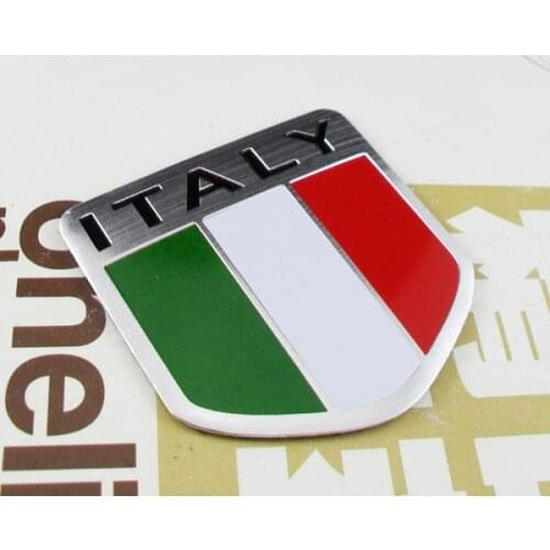 Auto car Aluminum ITALY Italian Flag shield Emblem Decal Badge Sticker