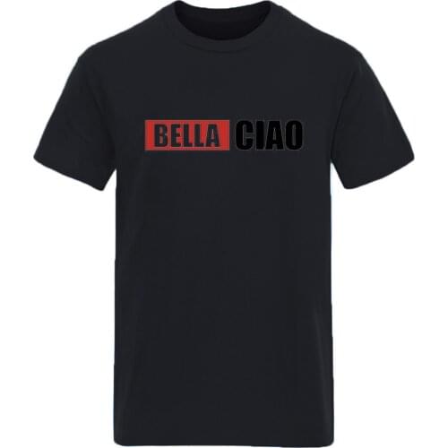 Bella Ciao Print Oversize Mens T-shirts Summer High Quality Brand Clothing Tops Casual Leisure Plus Size Black Ropa De Hombre