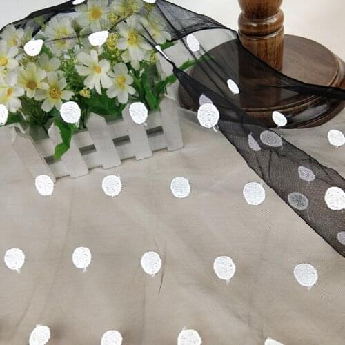 White Polka Dot Dress Embroidered Fabric High Quality Black French Mesh Tulle Lace Fabric For Bridal Dress Wedding Veil Material