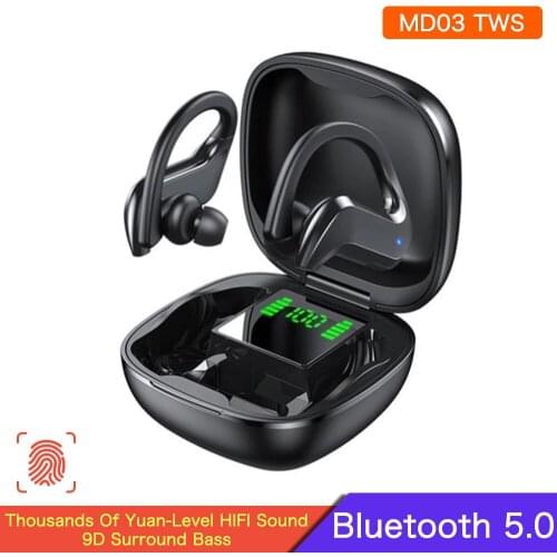 MD03 TWS Wireless Earphones Bluetooth V5.0 Headphones Noise Cancelling 9D HiFi Stereo Sport Earbuds Handsfree Headset With Mic