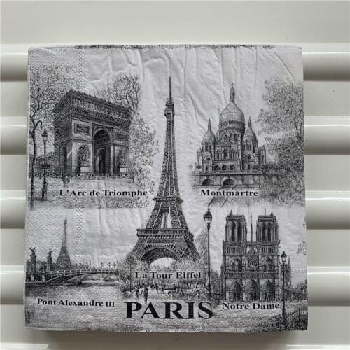 Decoupage wedding vintage napkins paper elegant tissue tower church Paris stamp craft birthday party beautiful serviettes decor