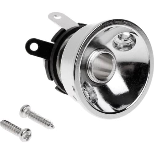 For 6.35mm Plug Electrosocket TL Silver Electric Guitar Chrome Socket Jack Plate N1HF