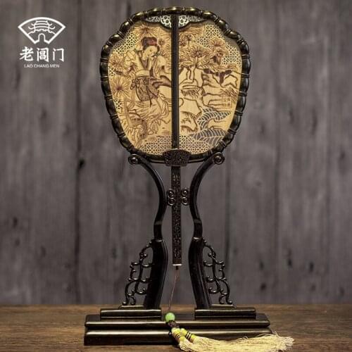 Ancient ways in suzhou China round fan hollow out mandarin fan collectables - autograph gourd crafts gifts fan