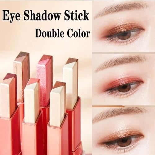 Double Color Gradient Velvet Eye Shadow Stick Charming Eye Makeup Shadow Stick Waterproof Long Last Shimmer Metallic Eyeshadow