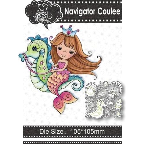 Mermaid princess seahorse cutting mold is dead in 2021 Scrapbook metal decoration Clear stamp DIY craft Creative