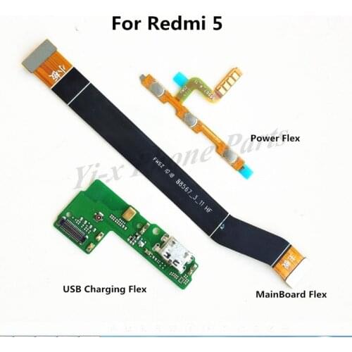 Power Volume & USB Charging Board Flex Cable & Motherboard MainBoard Connections Flex Cable For Xiaomi Redmi 5 hongmi 5
