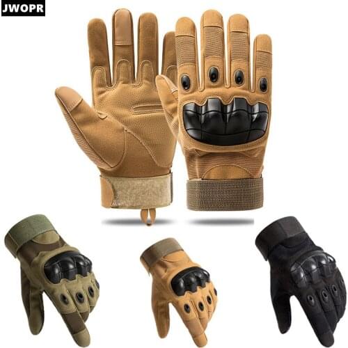 JWOPR Motorcycle Bike Soft Shell Protective Pad Long Finger Touch Screen Gloves Fighting Rock Climbing Riding Anti-slip Gloves