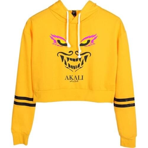 KDA The Baddest 2020 Hot Game New Song Printed Cool Streetwear Women Pullovers Navel Hoodies Sweatshirt Lumbar Casual