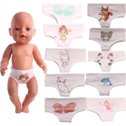 Doll Clothes Doll Underwear Printed With Animals For 18 Inch&43 Cm Doll & New Born Baby Generation Birthday Girls Toy Gifts