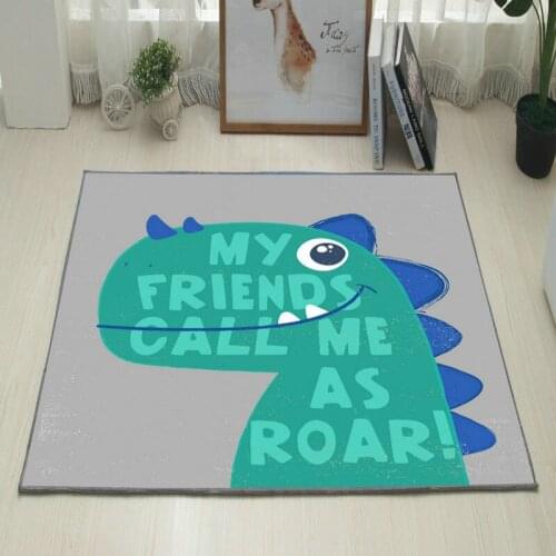 Nordic 3D square dinosaur carpet cartoon children kids room area rugs for livingroom play mat anti-slip Hawaii tapete
