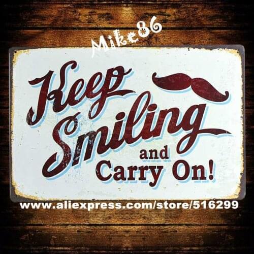 [ Mike86 ] Jieep Smiling and Carry On Smiling Beard Poster Vintage Wall signs Plaque Decor for Bar AA-197 Mix order 20*30 CM