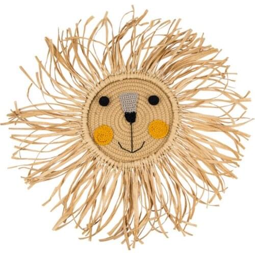 Cartoon Lion Hanging Decorations Cotton Thread Weaving Animal Head Wall Ornament
