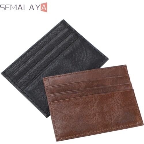 2021 Men Minimalist Slim Card Wallet Genuine Leather Wallet Women Card Multi Function Oil Wax Cowhide For Unisex