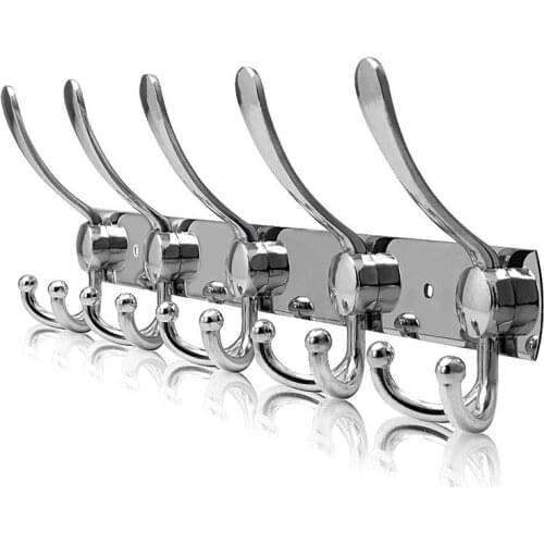 10 Hooks Stainless Steel Coat Rack Wall Door Mounted Hanger Coat Hat Cloth Towel Rack Hook Bathroom Storage Holders Racks