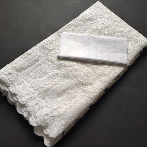 Latest 2021 High Quality African Lace Fabric Embroidery Swiss French Tulle Cotton Wedding Party Dress Guipure Sequins 5Yards