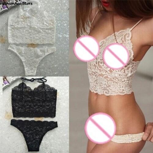 New Arrival Sexy Lingerie Pants Briefs Underwear Bra Sets Chic Women Hollow Lace Tube Tops Hot Sale