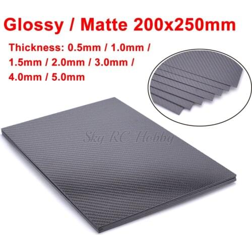 3K Carbon Fiber Plate 200x250mm 100% Pure Carbon Board 0.5mm 1mm 2mm 3mm 4mm 5mm Thickness Carbon Fiber Material For RC UAV/Toys