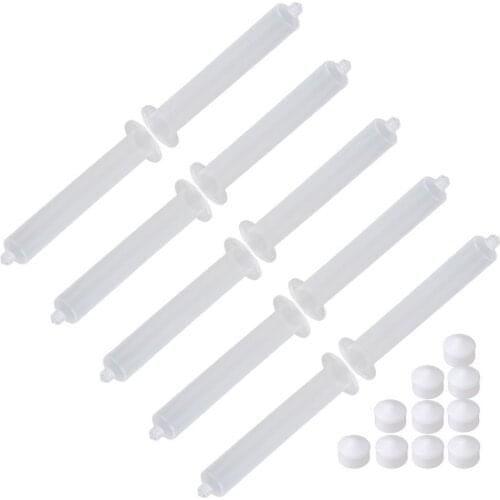 6.89" Transparent Plastic USA Type Fluid Dispenser 55cc Capacity Glue Dispensing Syringe Barrel for Industry Pack of 10
