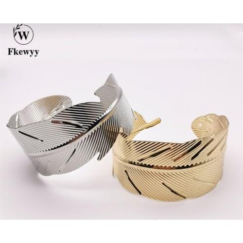 Fkewy Luxury Leaf Bracelet For Woman Punk Designer Jewelry Ethnic Accessories Valentines Day Cuff Bracelets Charm Punk Bangles