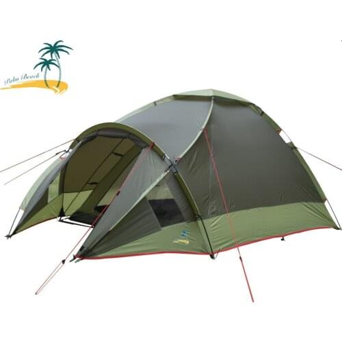 Outdoor sports 3-4 double layer fiberglass rod camping tent export top quality guarantee Fireproof waterproof