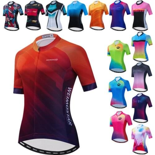 Weimostar Bike Team Women Cycling Jersey Tops Short Sleeve Cycling Clothing Anti-UV Bicycle Shirt Breathable Bike mtb Jersey