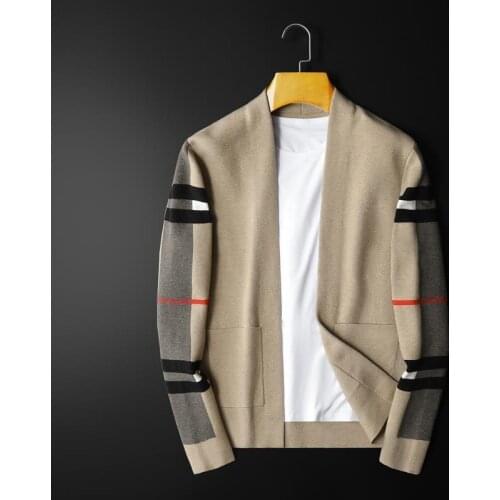 2021 spring and autumn mens knitted cardigan coat casual Joker cardigan loose youth casual sweater