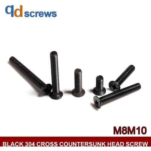 Black Oxide 304 M8M10 stainless steel Countersunk flat head screws with cross recess Phillips flat head screw GB819 DIN965