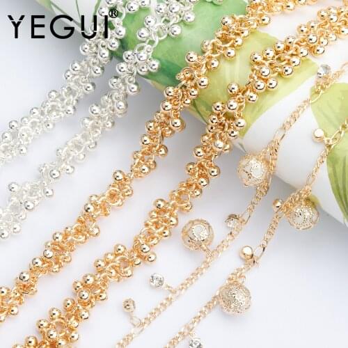 YEGUI C87,jewelry accessories,18k gold plated,0.3 microns,diy chain,CCB,hand made,jewelry making,diy bracelet necklace,1m/lot