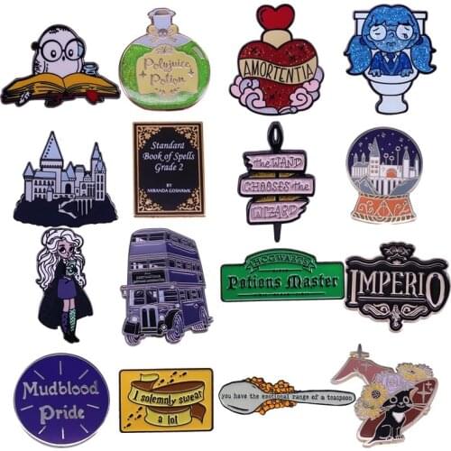 Funny Sad Ghost Hard Enamel Pins Magic Academy Brooches Women Men Lapel Badges Backpack Fashion Jewelry Gifts For Kids Friend