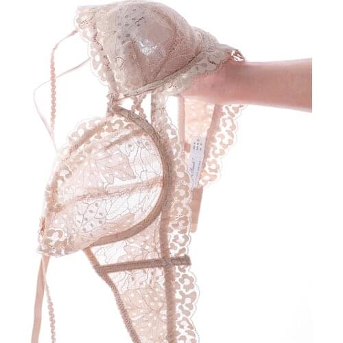 New Ultra-Thin Lace Bra And Panty Sets For Women Transparent Sexy Lingerie Plus Size Underwire Push Up Bras Embroidery Underwear