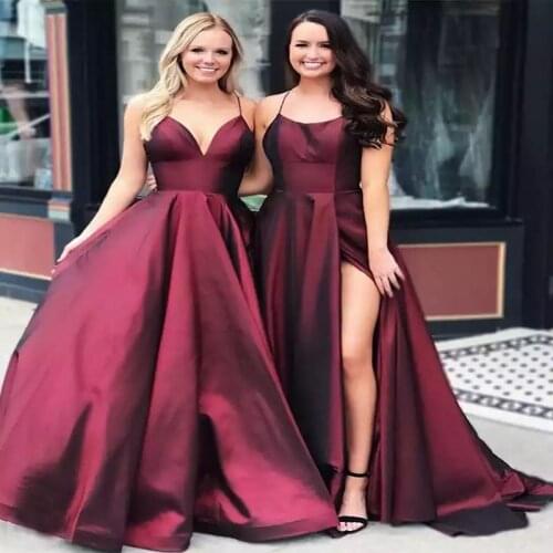 New Style Sexy Spaghetti Straps Party Evening Dresses Vestido de Festa A-line Prom Dress Robe De Soiree Side Slit