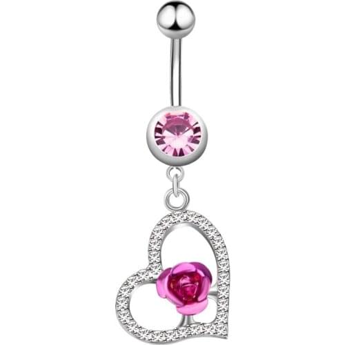 1pc Fashion Heart Zircon Belly Button Rings Jewelry Navel Piercing Belly Women Sexy Dangle Belly Piercing Body Jewelry