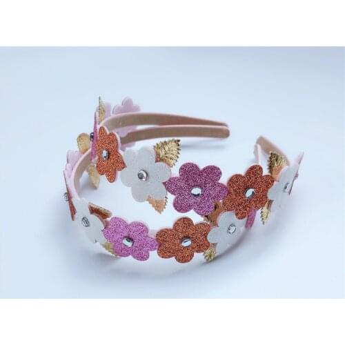 10pcs Fashion Cute Glitter Floral Hairbands Rhinestone Flower Hair Sticks Headbands Princess Headwear Girls Hair Accessories