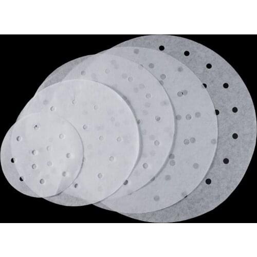 100pcs Disposable Perforated Bamboo Steamer Liner Round Air Fryer Kitchen Tool