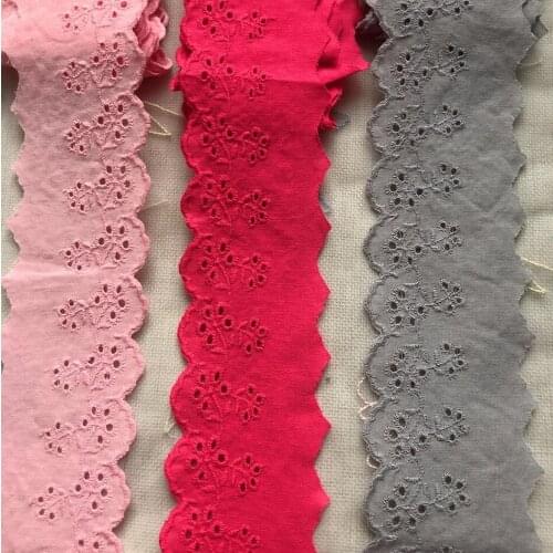 2 meters pink grey red cotton Embroidery Lace Fabric DIY applique trim ribbon Sewing tassel guipure wedding cloth decor 7cm