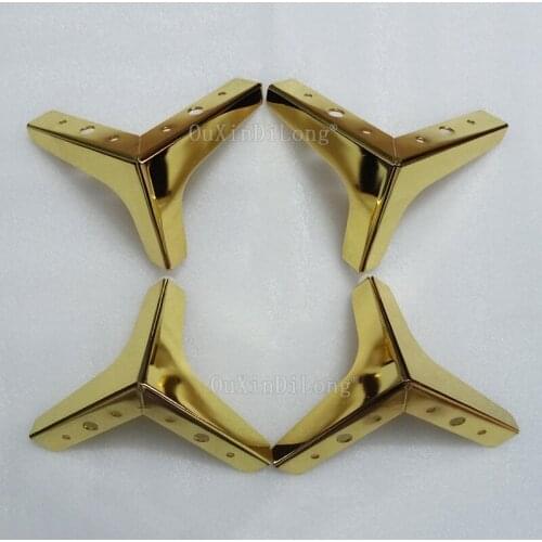 4PCS Golden Steel Furniture Wardrobe Leg Metal Sofa Feet Chair Triangle Cabinet Closet Foot 10cm Height JF1868