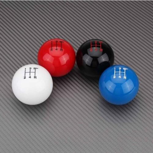 5 Speed Manual Round Ball Gear Shift Knob M10x1.5 Shifter Lever Handball w/Adapters Universal