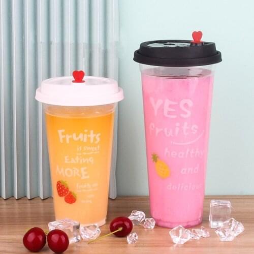 50pcs Net red disposable plastic cup 500ml milk tea fruit jucie beverage cup birthday party favors yogurt pudding dessert cups